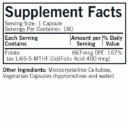 Alternative view of 5-MTHF 400 mcg - Hypoallergenic - 180 capsules