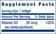 Vitamin D3 1,000IU - 250 softgels - Image 2