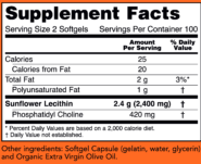 Sunflower Lecithin 1200 mg 200 softgels - Image 2
