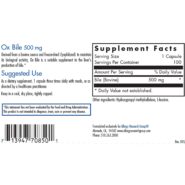Alternative view of Ox Bile 500mg - 100 capsules