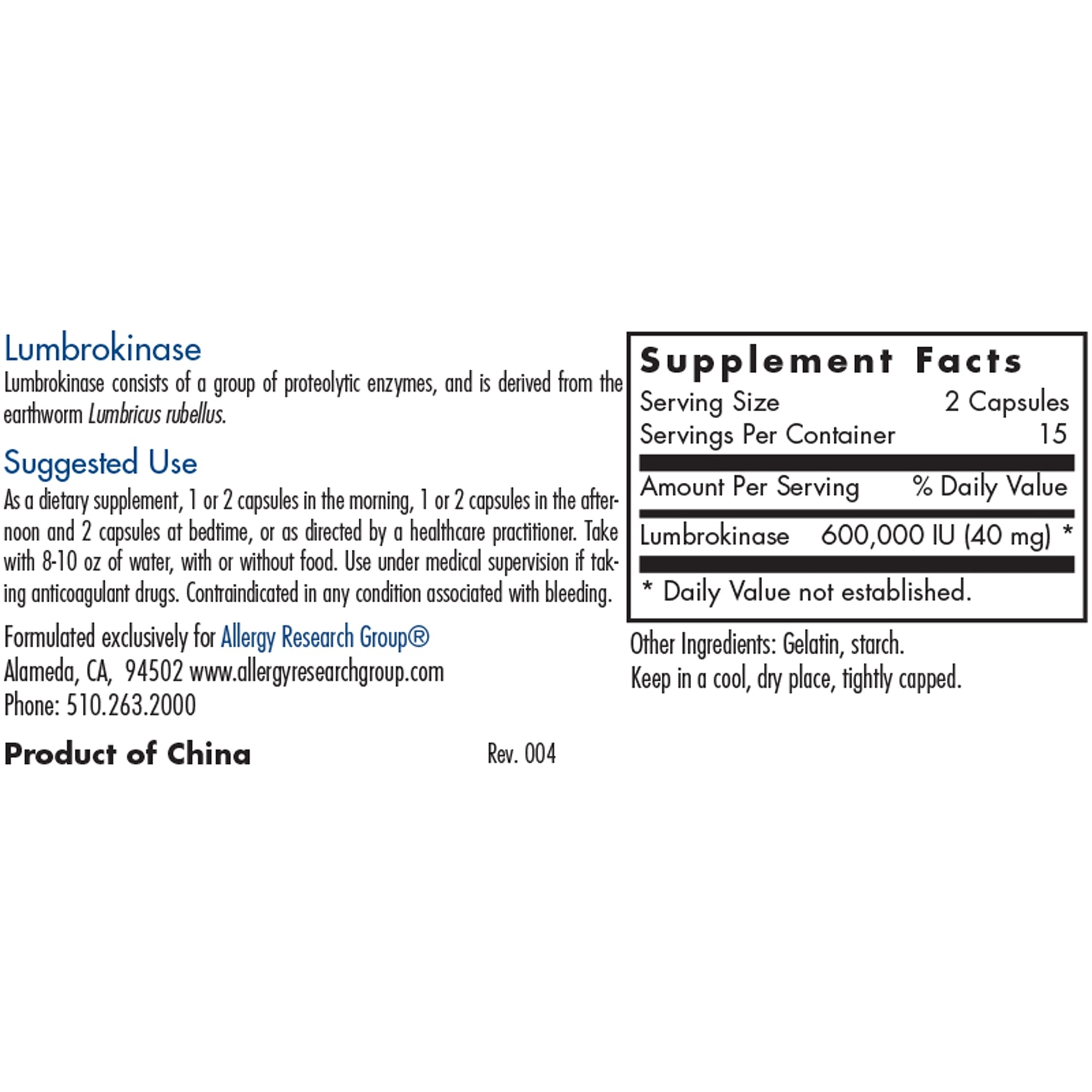 Lumbrokinase Circulatory Systemic Enzymes - 30 capsules - Image 2