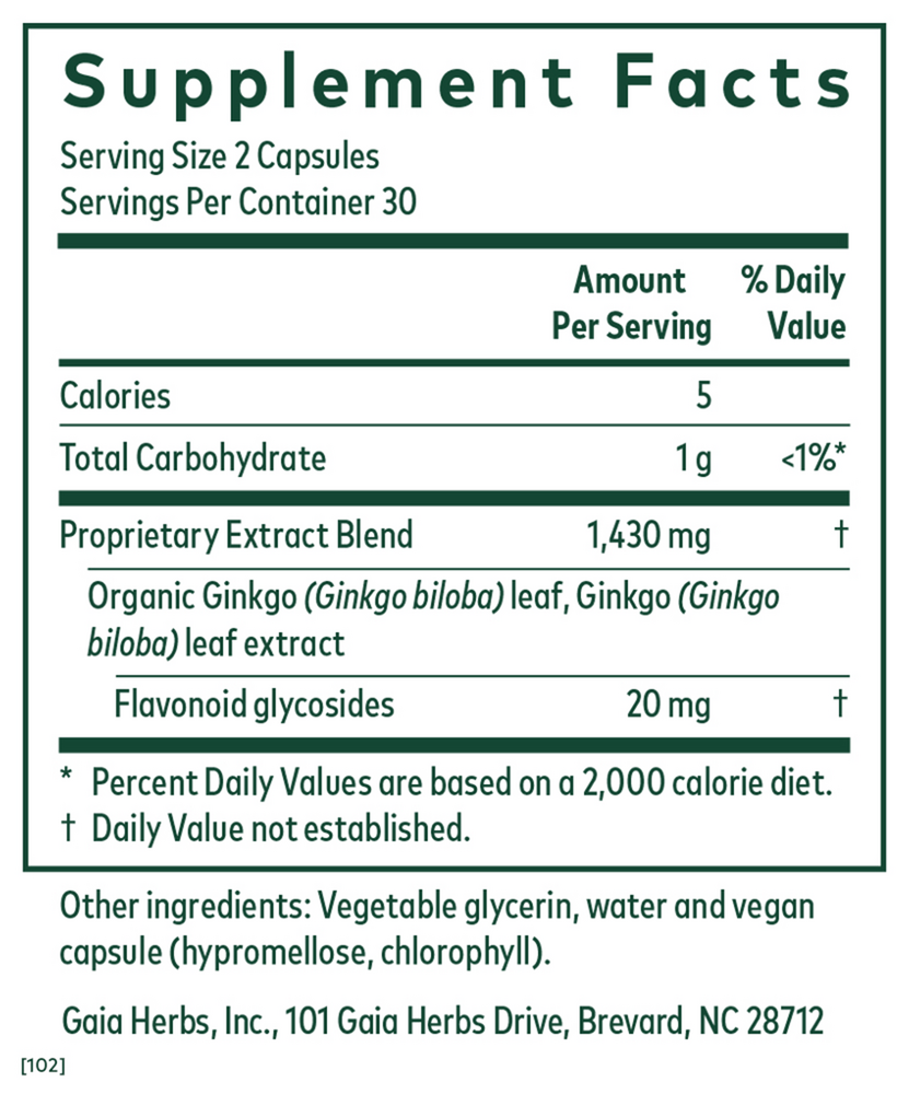 Ginkgo: Circulation Support - 60 capsules - Image 2