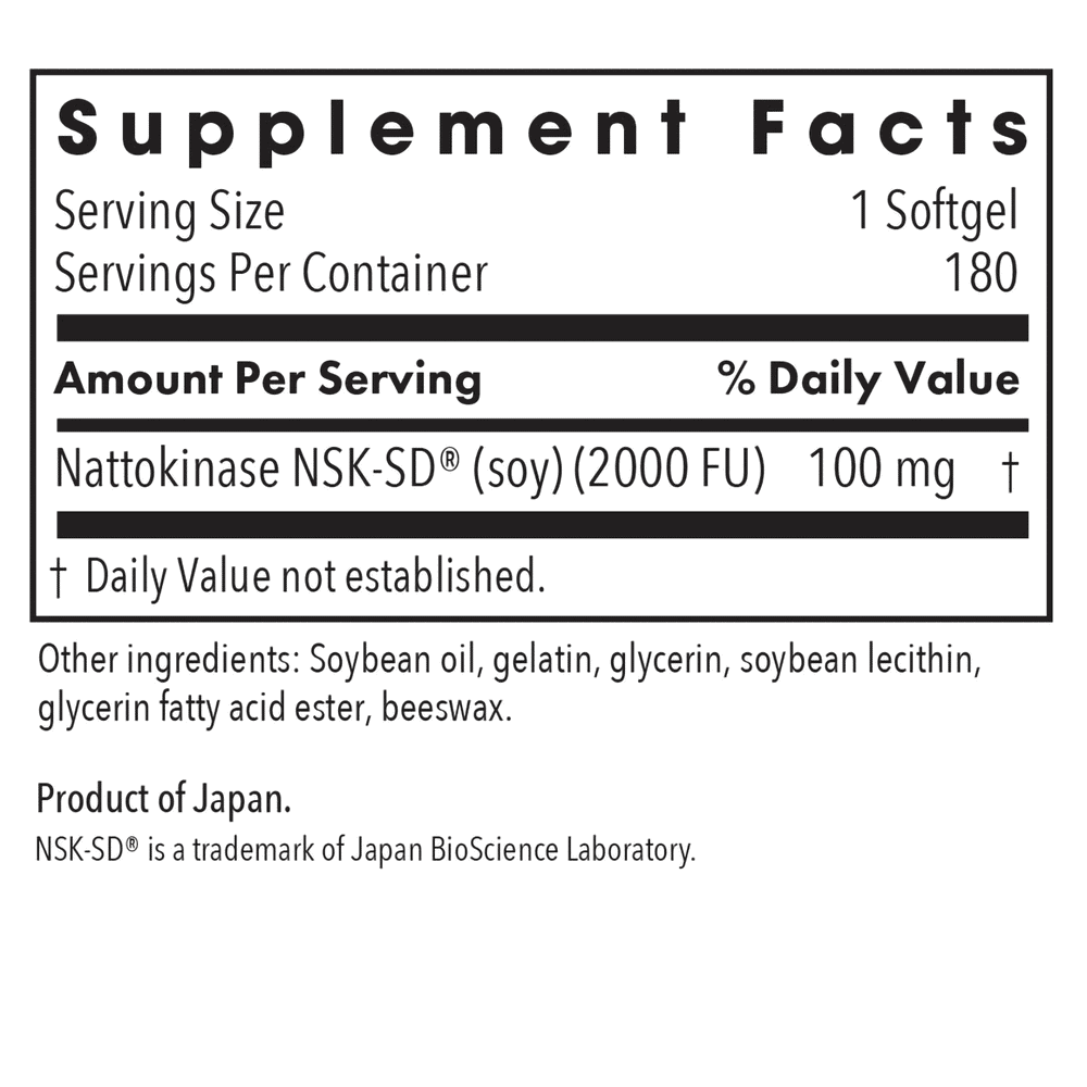 Nattokinase Circulatory Systemic Enzymes - 180 gelcaps - Image 2