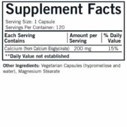 Alternative view of Calcium Bisglycinate Chelate 200 mg (without Vitamin D-3) - Hypoallergenic - 120 capsules