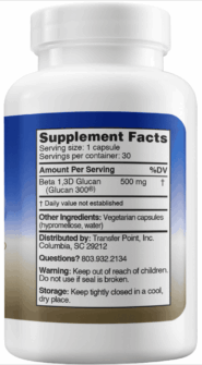 Alternative view of Beta 1,3D Glucan, Glucan 300® 500 mg - 30 capsules