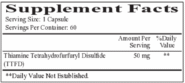 Alternative view of All Thiamine 50mg (Vitamin B1), 60 capsules