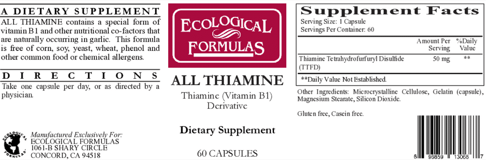 All Thiamine 50mg (Vitamin B1), 60 capsules - Image 3