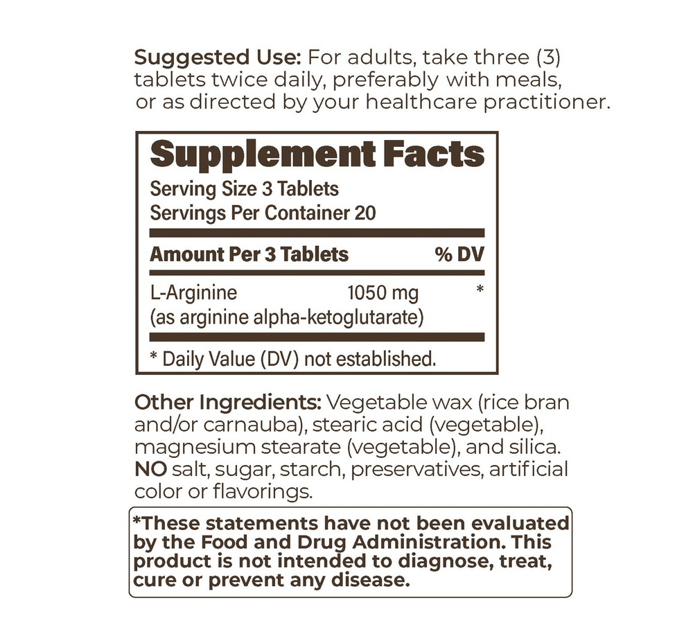 Sustained Release L-Arginine 350mg - 60 tablets - Image 2