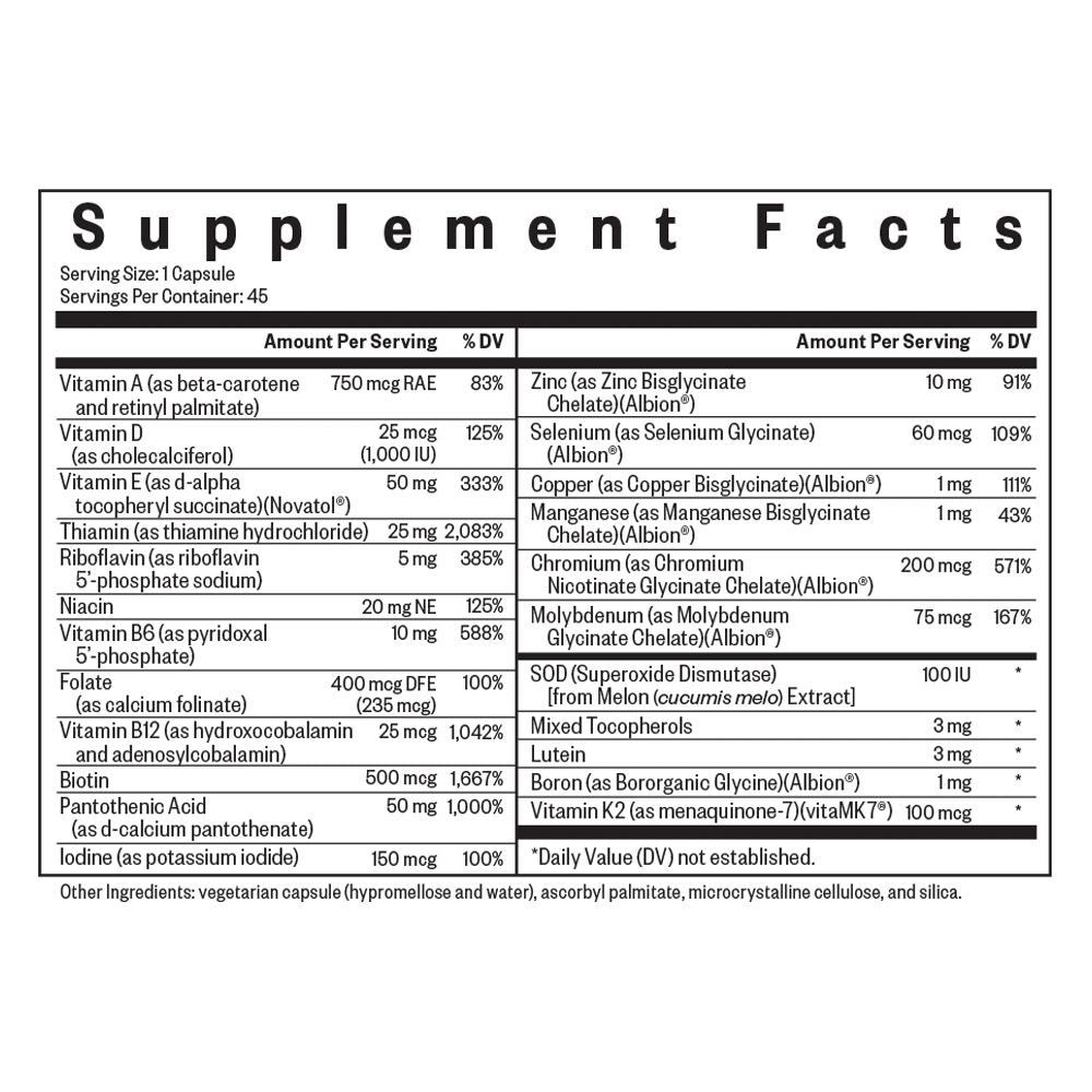 Multivitamin One MF (Methyl Free) - 45 Vege Capsules - Image 2
