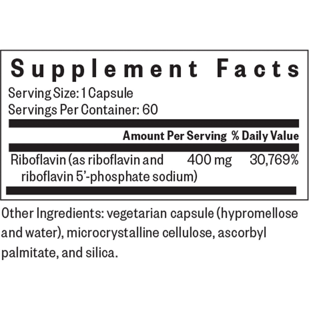 Riboflavin 400mg - 60 Capsules - Image 2