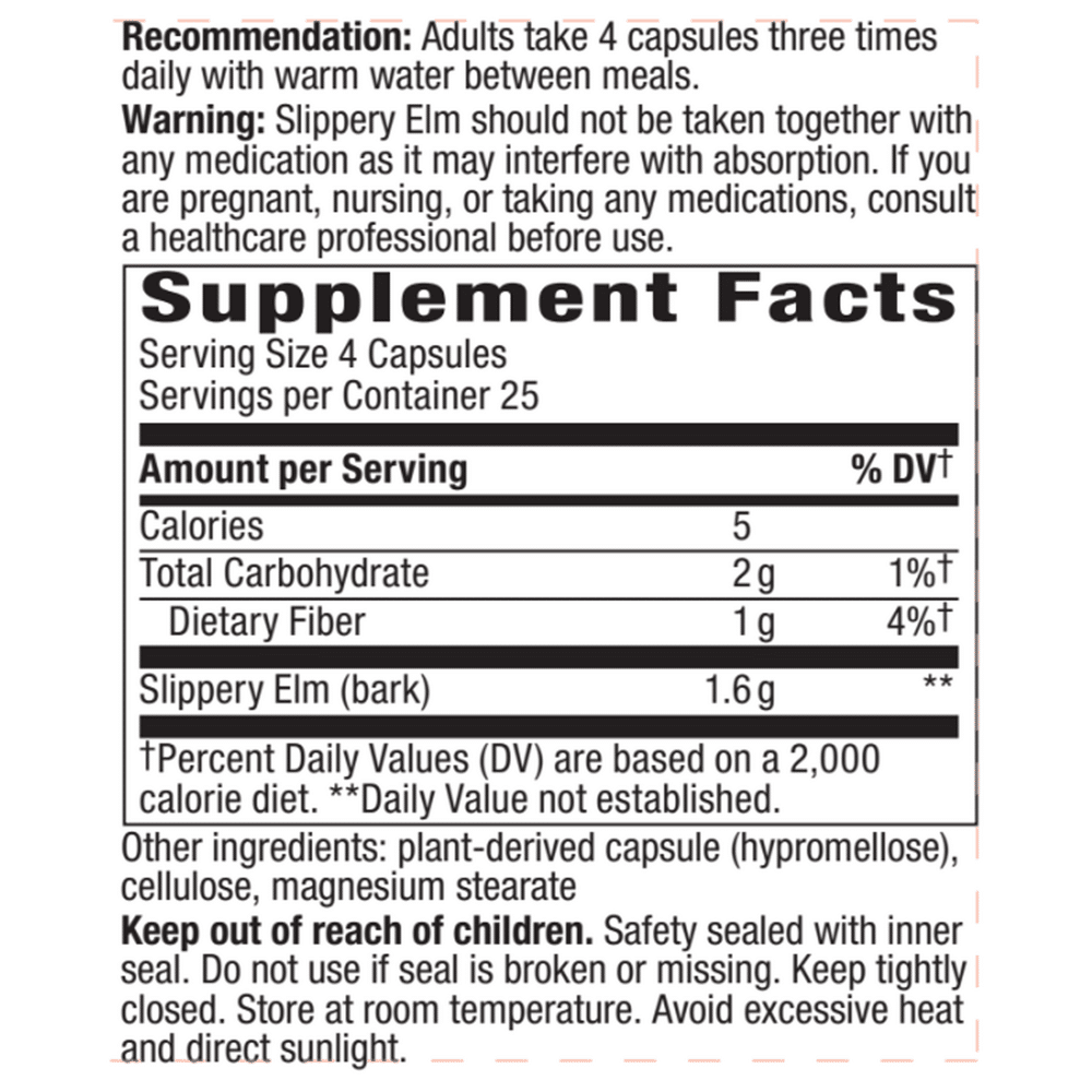 Slippery Elm Bark - 100 capsules - Image 2